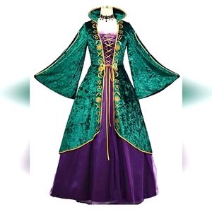 Pashals Winifred Costume Dress Ladies Sz L Medieval Green Velvet